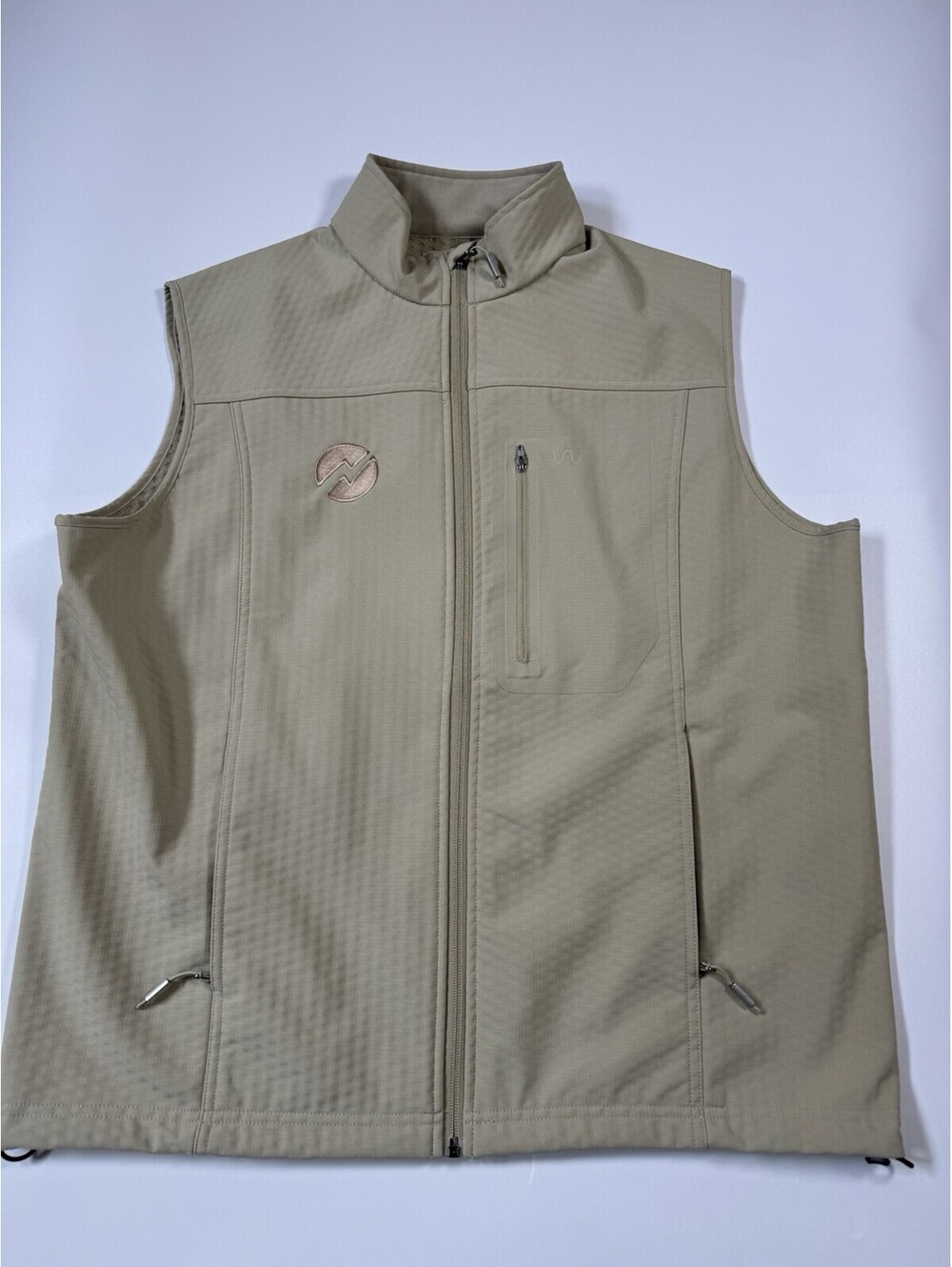 King Ranch Field Tech Vest Mens L Tan Fleece Lined Ripstop Embroidered Logo